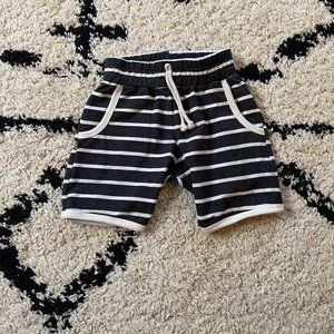 Childhoods Clothing retro shorts in charcoal grey/white stripe, Size 6/7